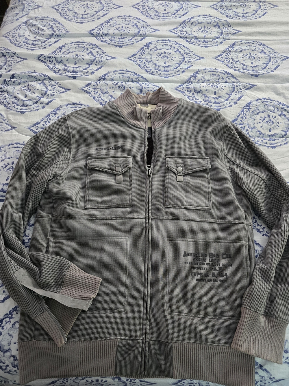 American Rag Men's Gray Waffle-Knit Zip-Up Jacket